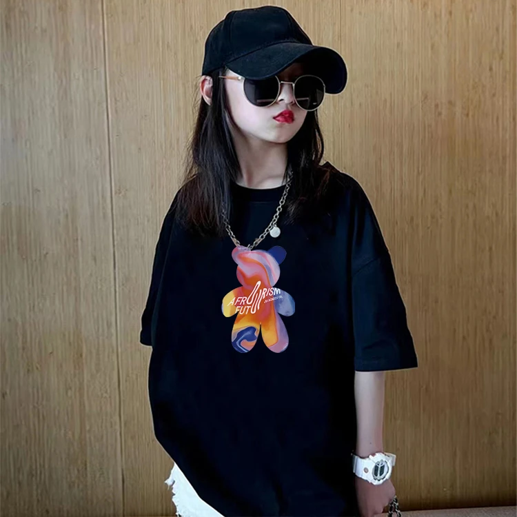 女童短袖t恤纯棉2025新款儿童夏季夏款上衣大童半袖体恤女孩夏装T