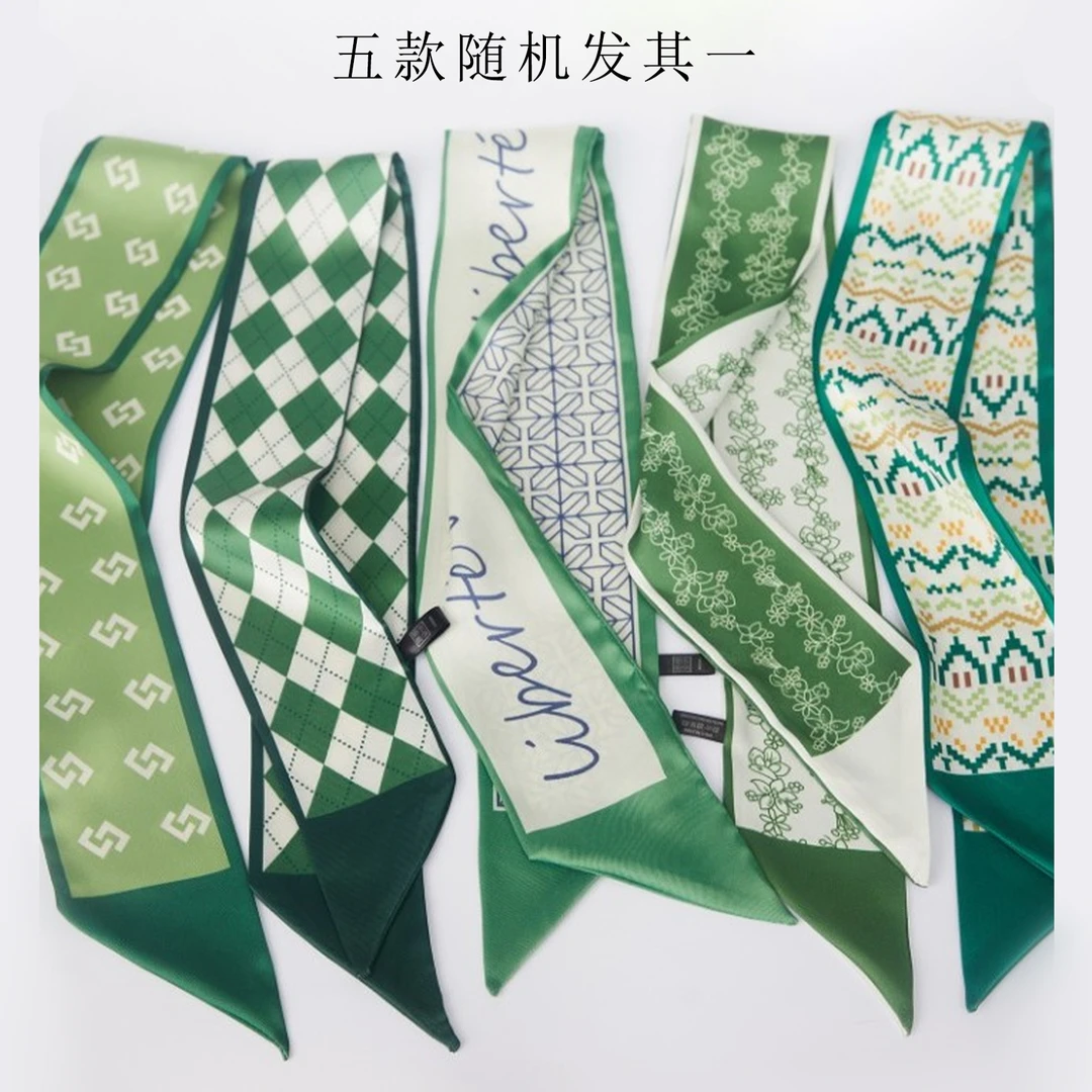 细窄ins显白飘带百搭时尚薄款绿色小丝带丝巾 （多款随机发其一）