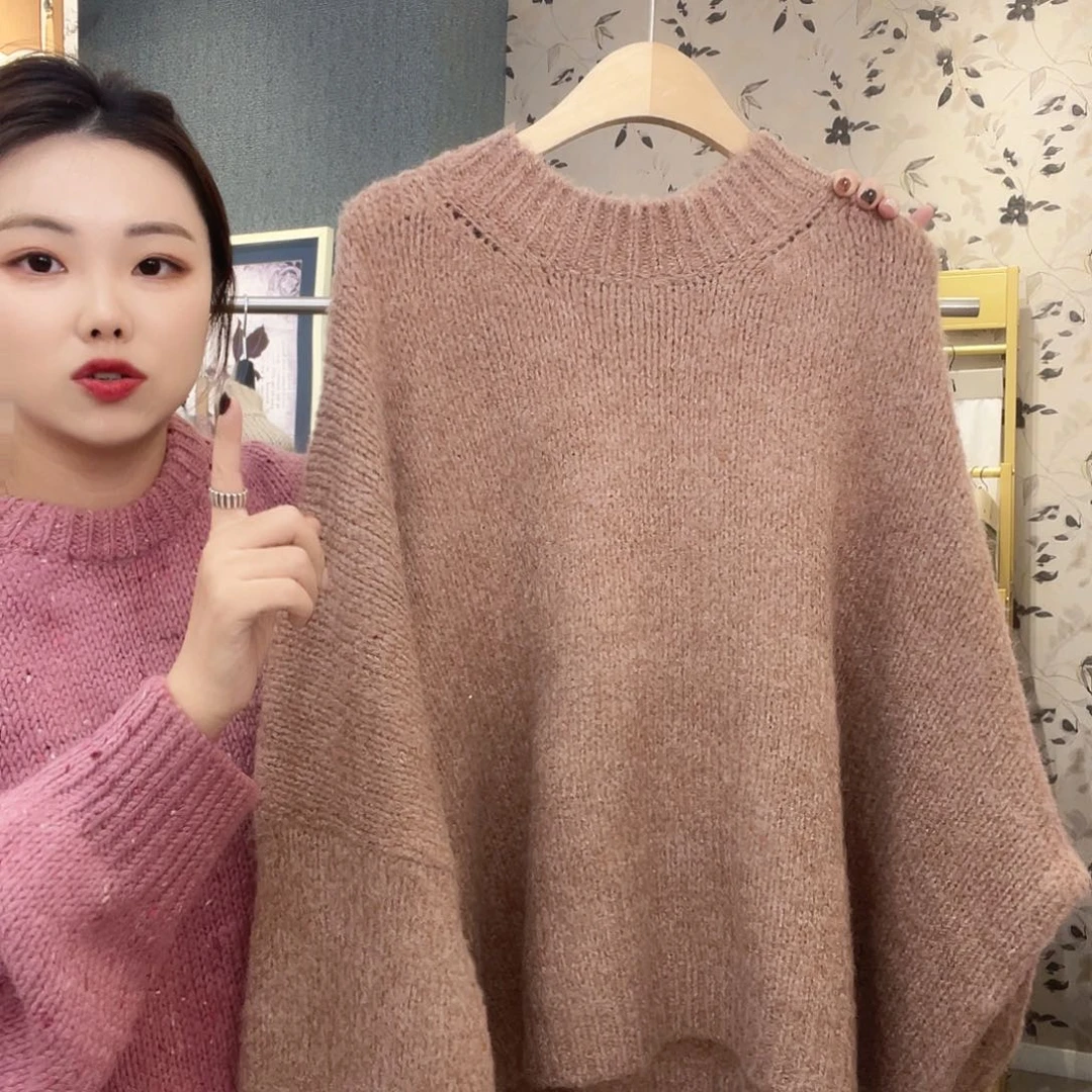 纯色宽松套头毛衣