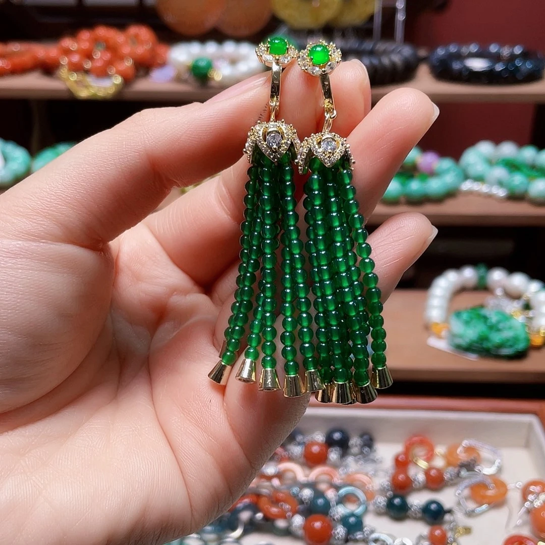 玛瑙/玉髓合金耳钉饰品