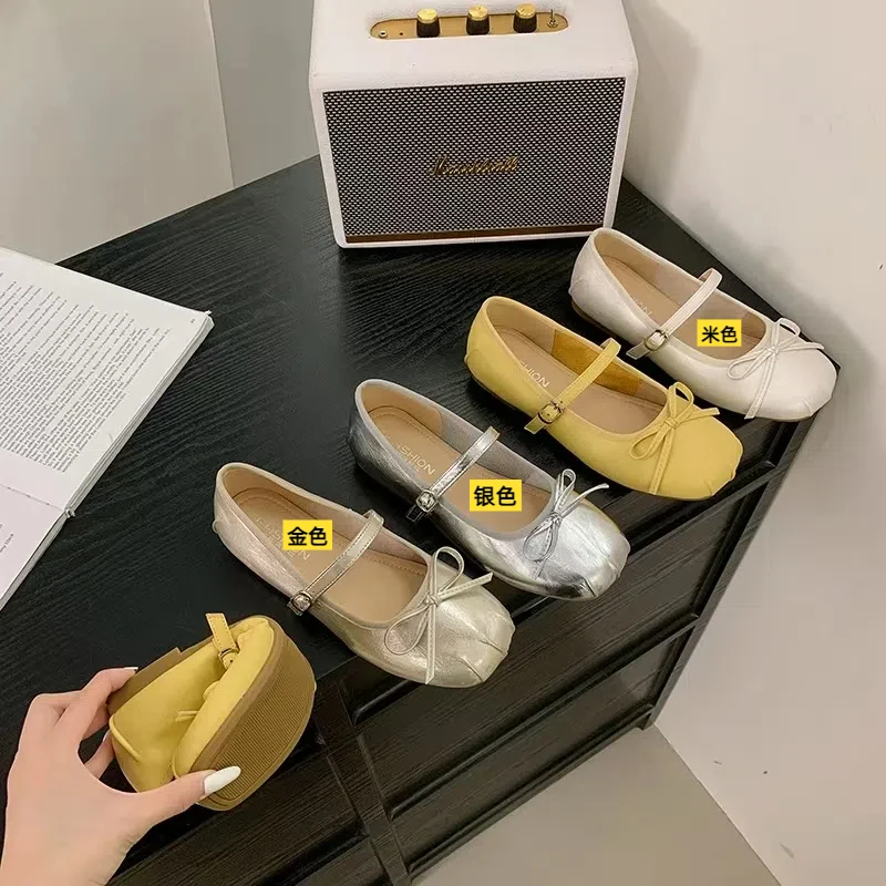 25002大码女鞋玛丽珍2025新款超软单鞋法式配裙子夏季蝴蝶复古