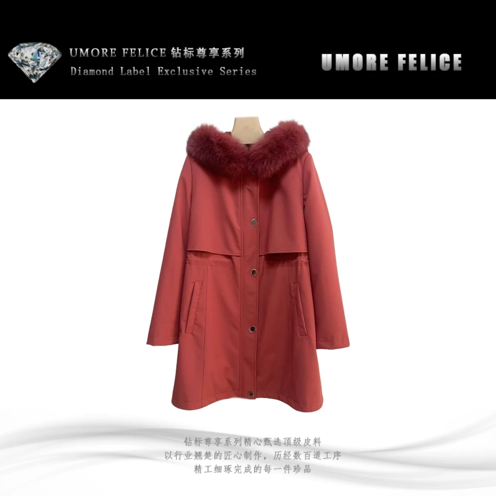 UMORE FELICE华斯皮草【维维专属】修身显瘦派克服外套