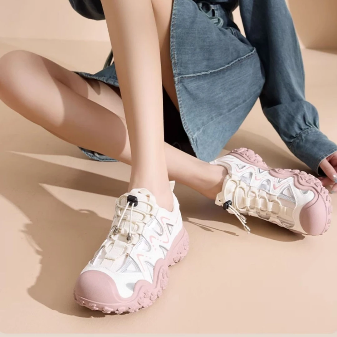 拉夏贝尔户外溯溪鞋女2025新款春季外穿涉水徒步登山鞋运动老爹鞋