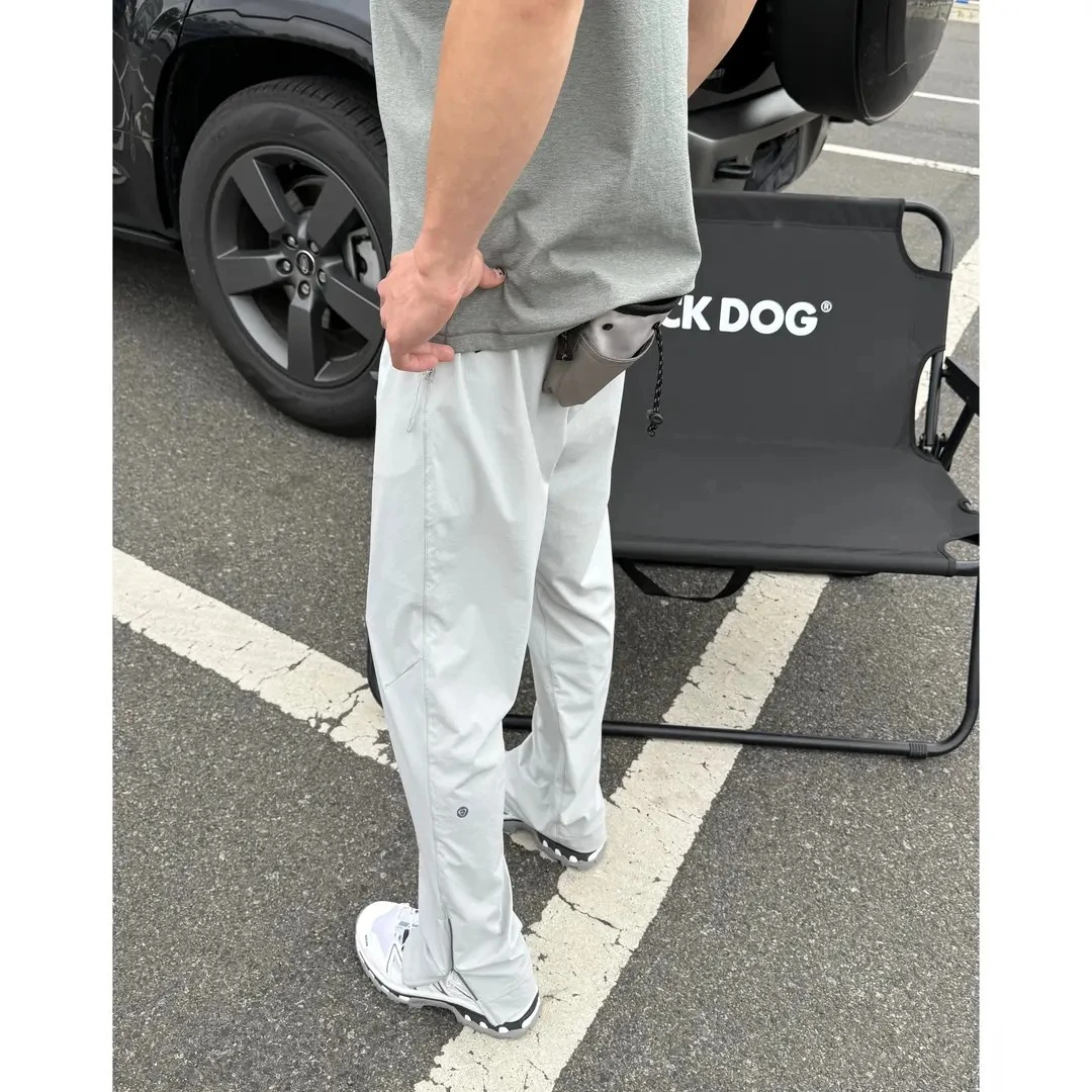 侧边拉链冰丝速干裤子男夏季薄款弹力直筒工装长裤户外登山冲锋裤