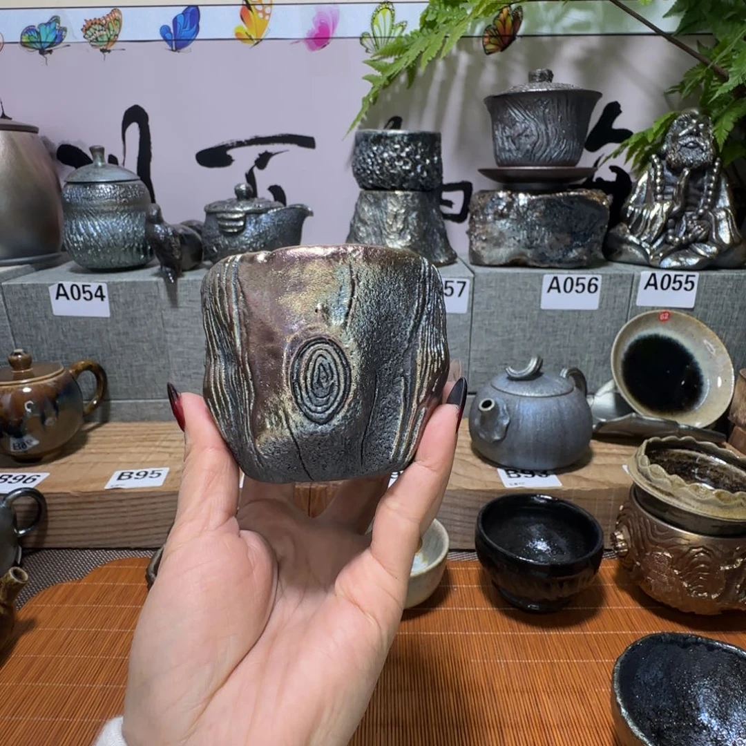 杯金**通建水紫陶柴烧杯