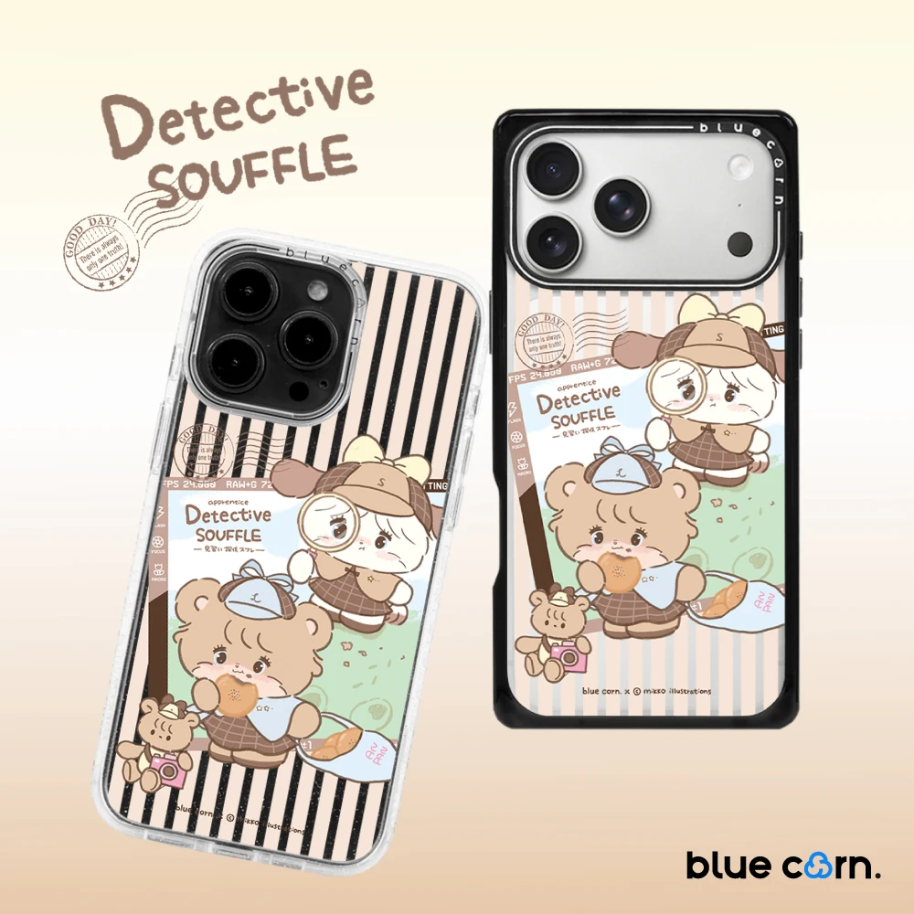 蓝色苞米联名MIKKO侦探见习生适用于iPhone17/16/15/ProMax手机壳