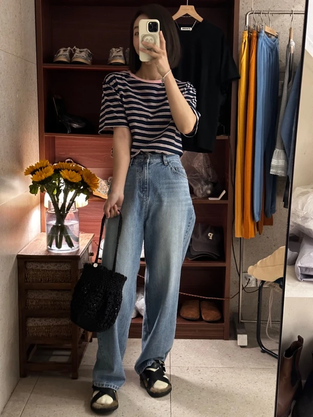 韩国Tomgirl撞色条纹T恤（no退no换）