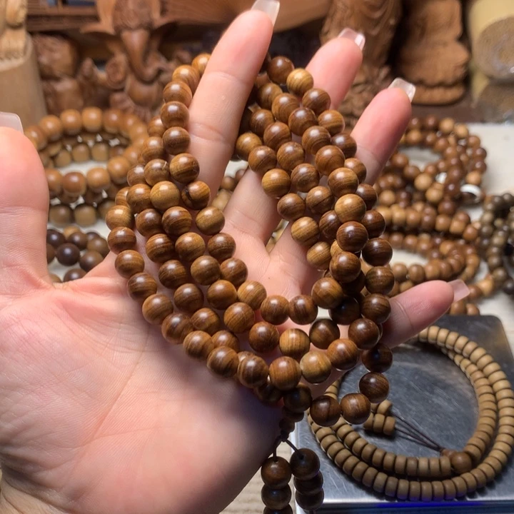 檀香木手串/手链印度老山檀香0.8虎皮瑕疵
