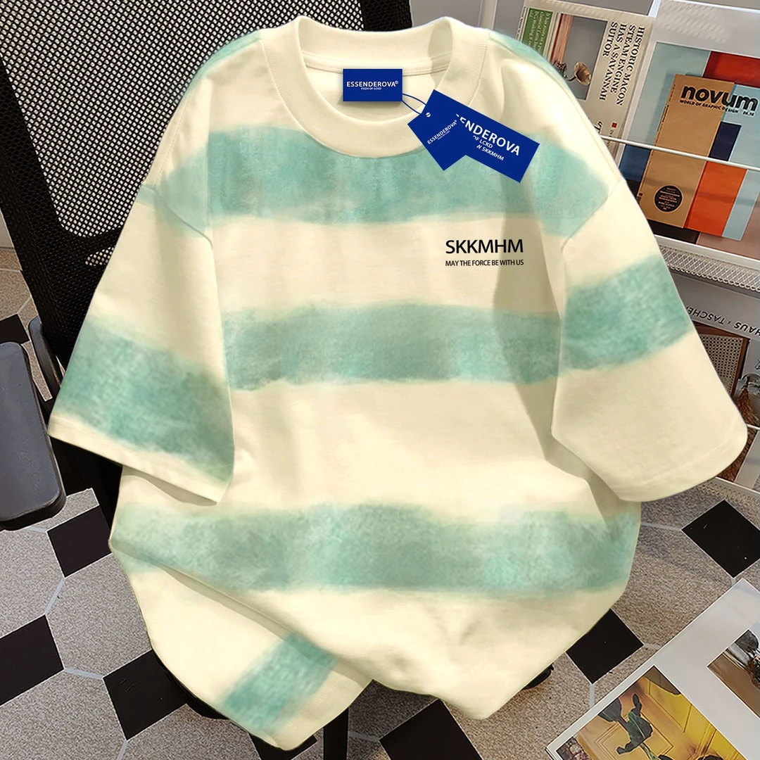 100%纯棉2026新款韩系设计感短袖t恤男女夏季宽松圆领情侣上衣ins