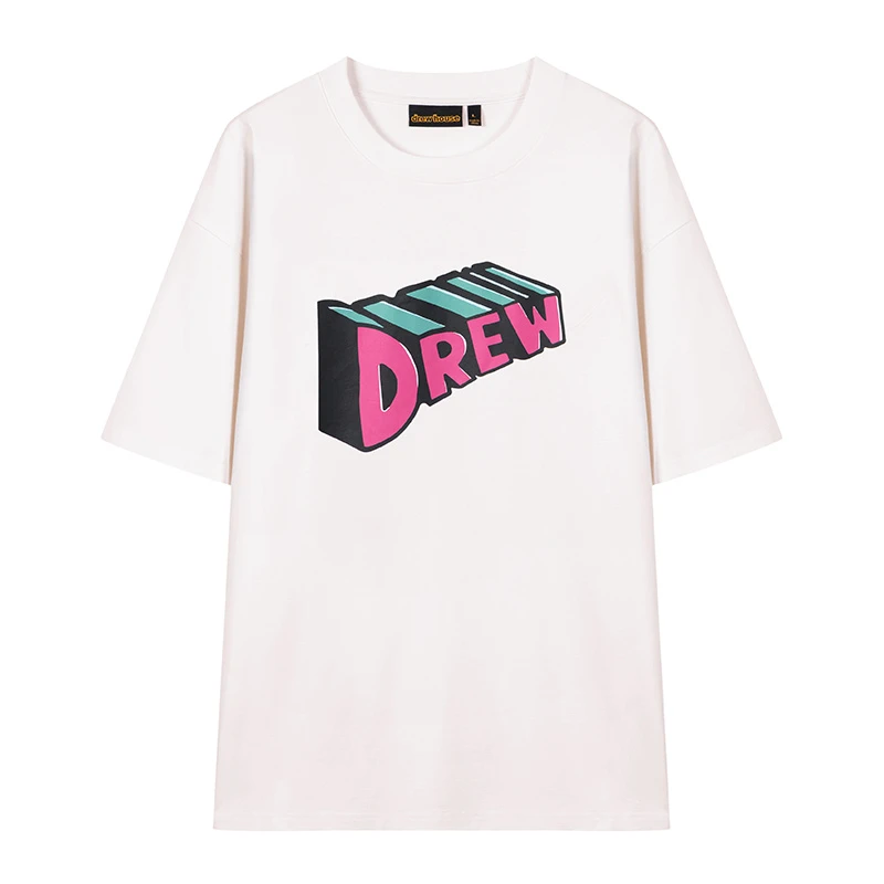 drew house superdrew艺术字母图案微白圆领短袖T恤 DH-HJ2513-OW