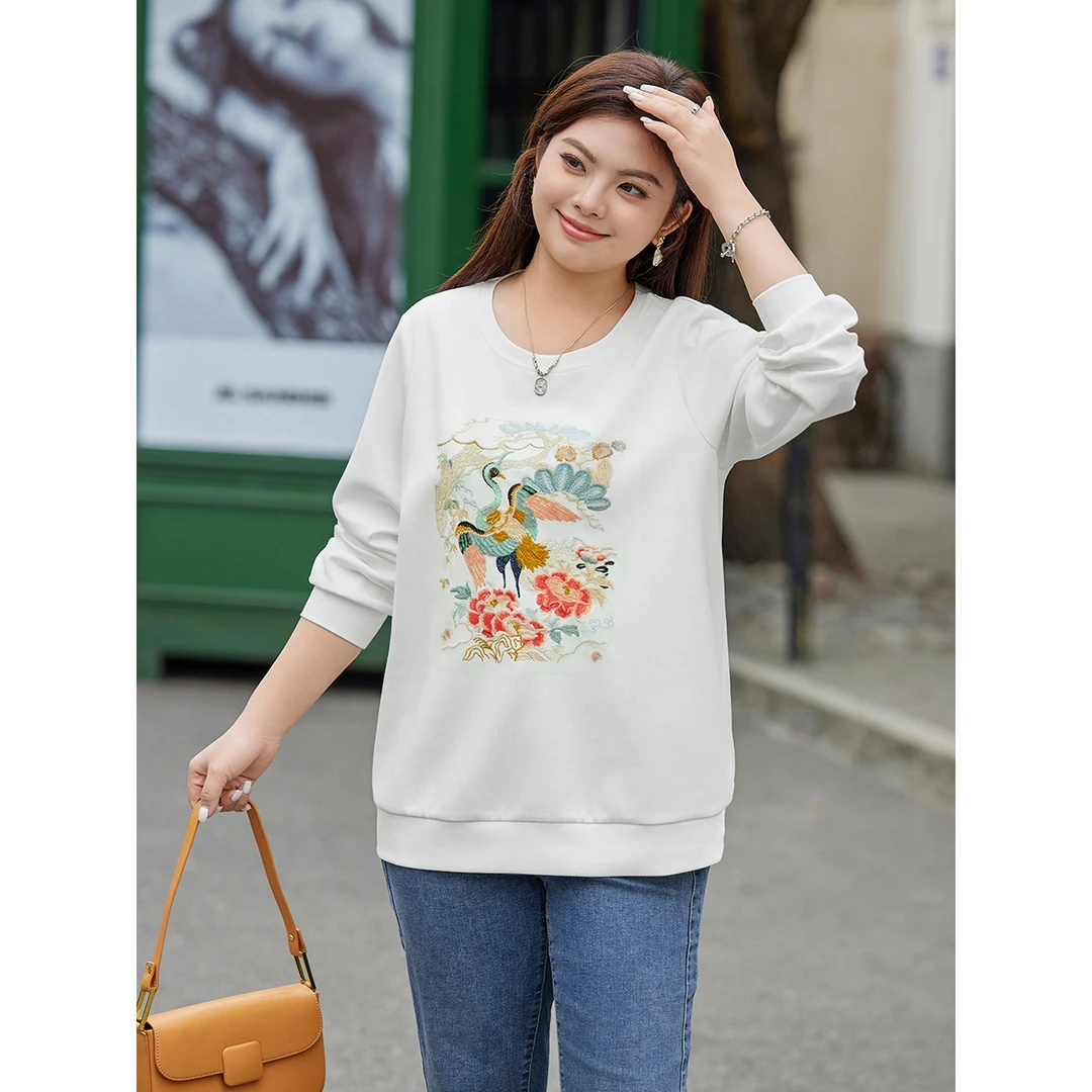 【重工珠片绣】MsShe大码女装2025春季新中式国风高端卫衣B2403012