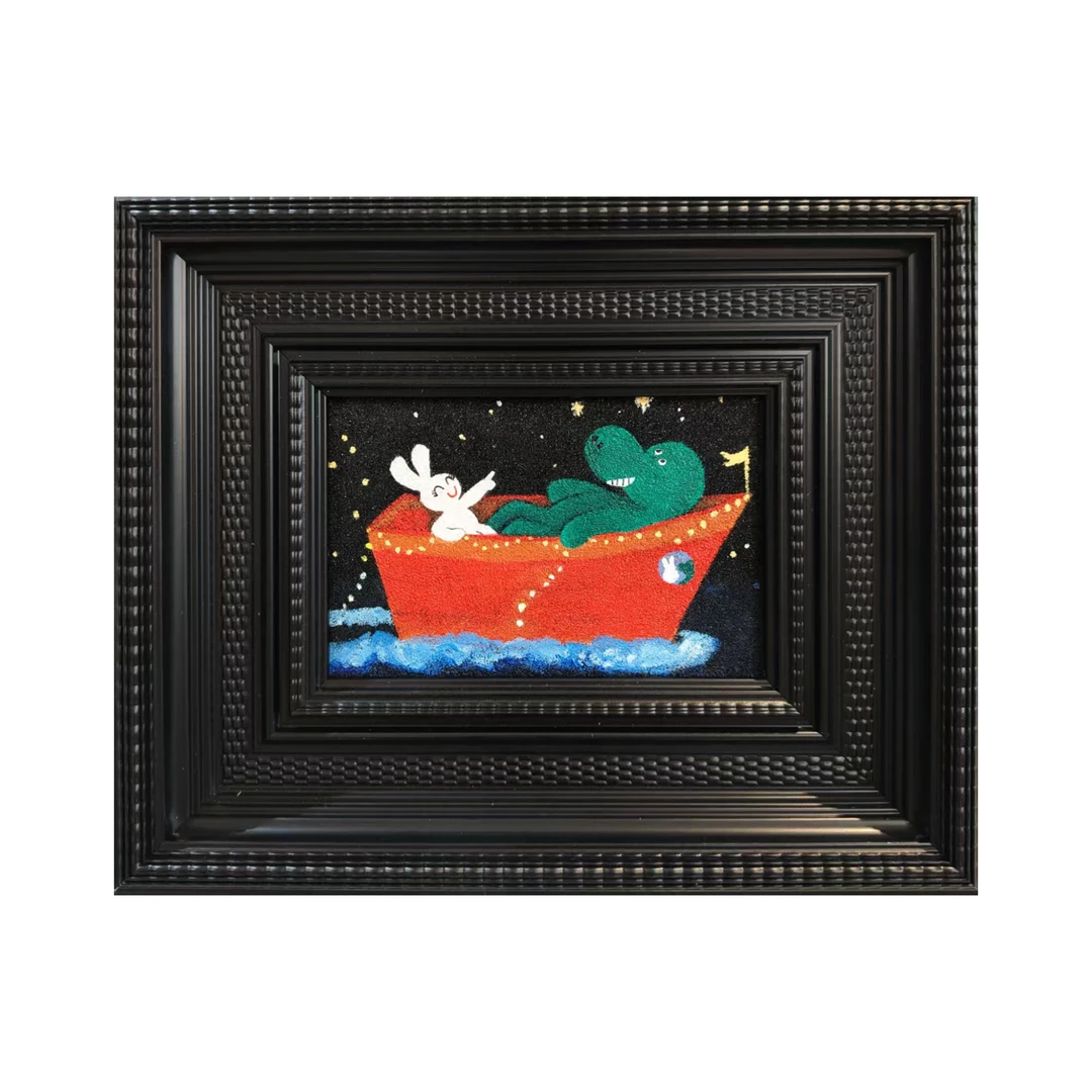 艺术家郑玲【泡泡浴】带框20*30综合材料 原作 孤品 收藏级