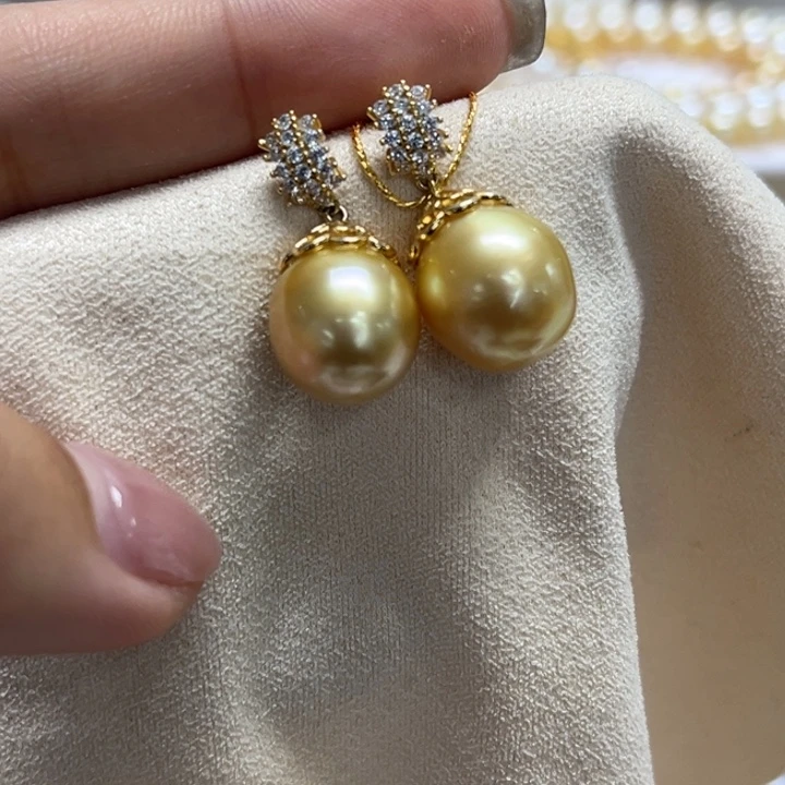 银S925镶嵌耳饰海水珍珠11-12mm29号