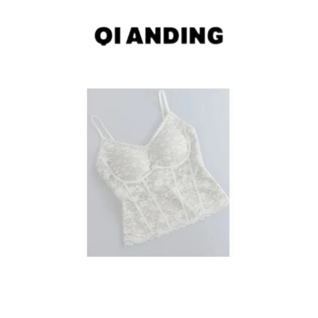 JZ【波尔花园】夏季带胸垫蕾丝吊带百搭显瘦美背JZ25179