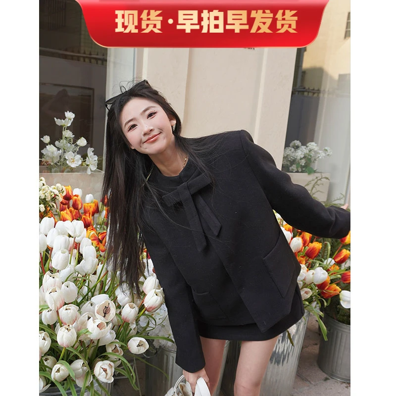 橘子树在哪儿小香风毛呢套装女冬季高级感外套显瘦裙子两件套