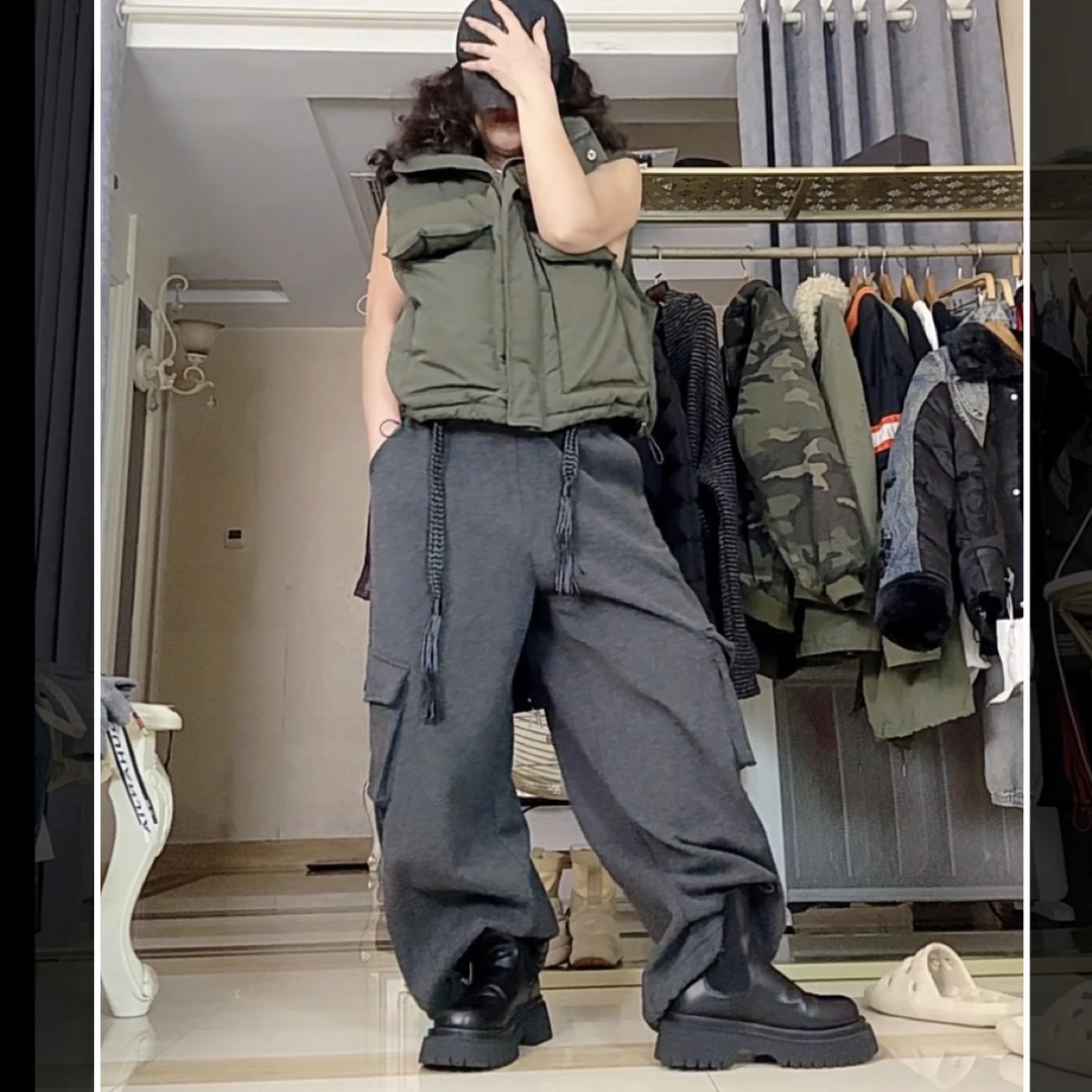 重工欧货 加绒加厚抽绳痞帅工装裤 裤长100