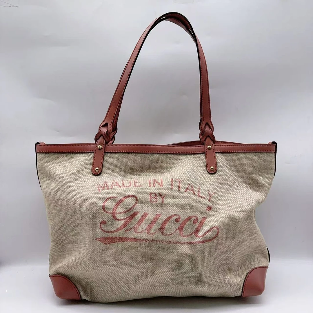 95新 GUCCI/古驰 帆布拼红托特 1379 1812