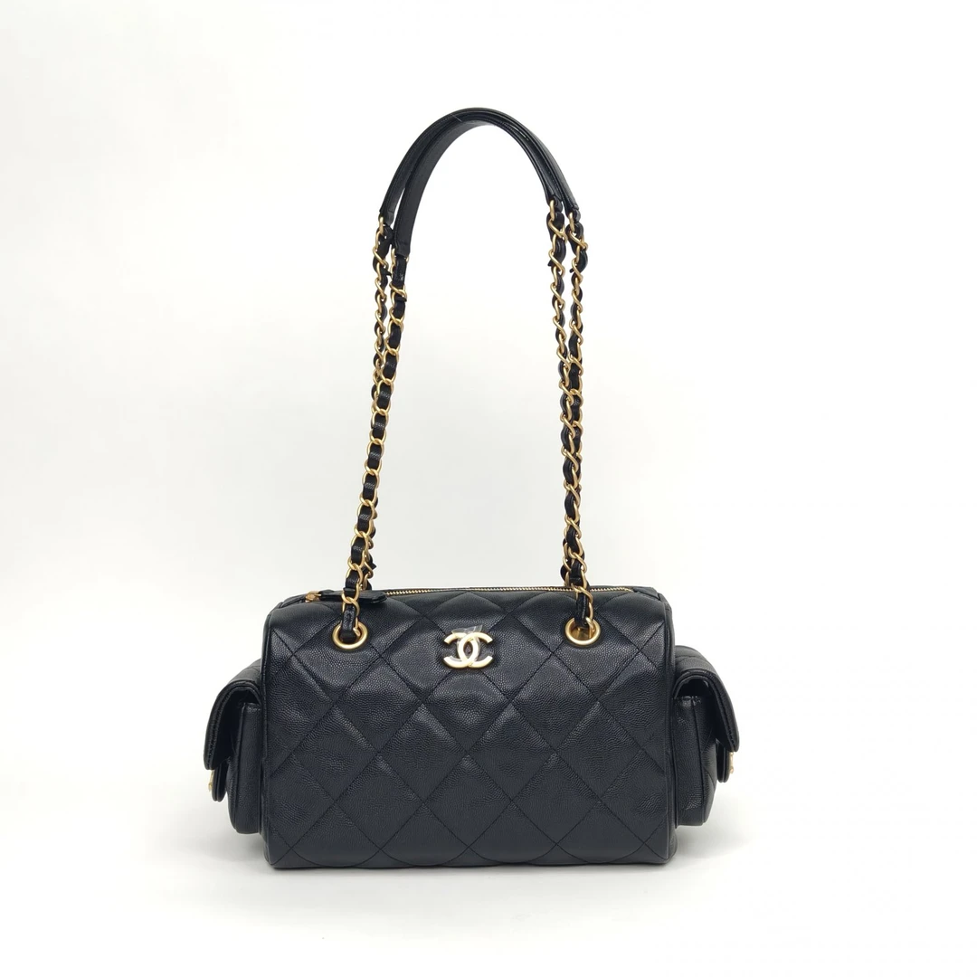 99新 Chanel/香奈儿 小花Jerry活动 黑色 25K黑金保龄球 小号