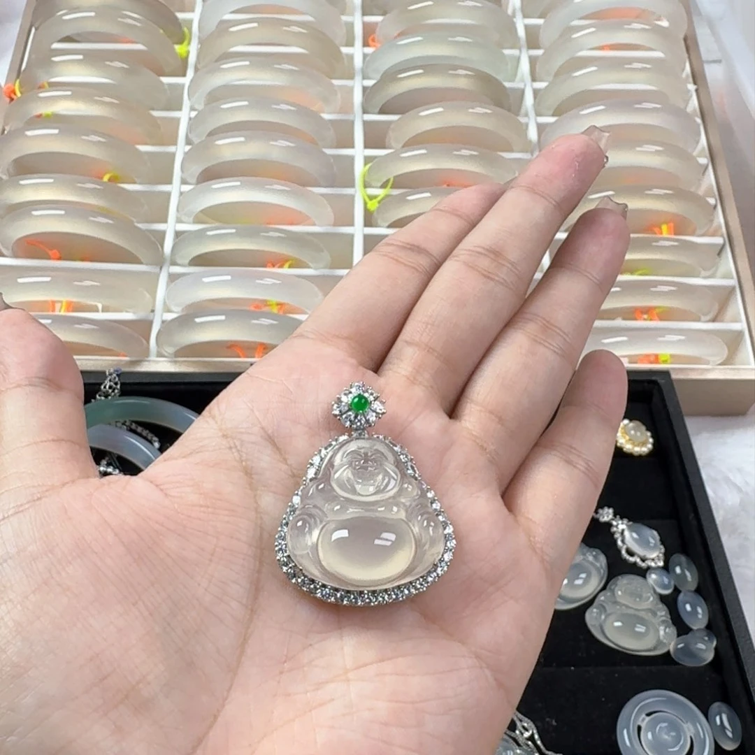 玛瑙/玉髓颈饰银S925镶嵌