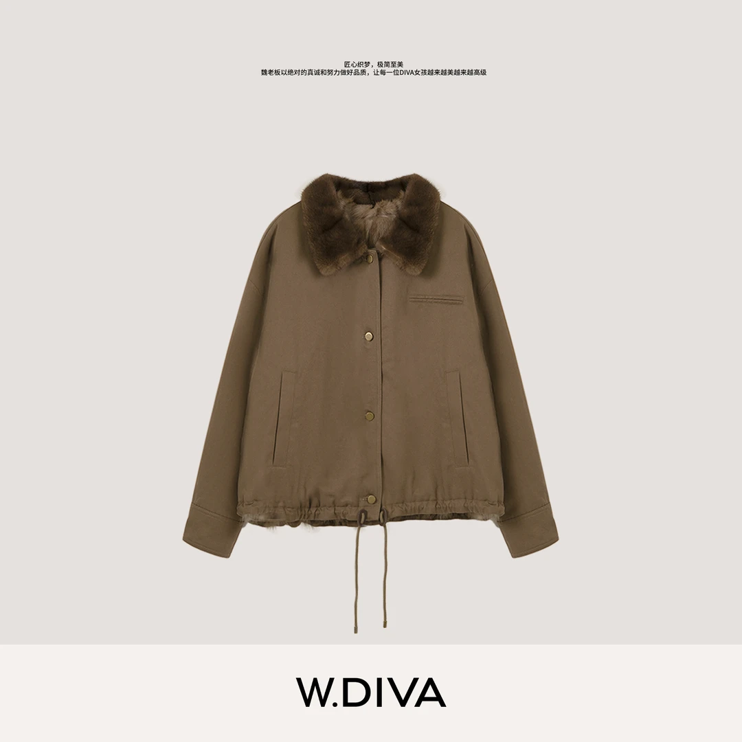 W.Diva【松合之礼】巴恩风防风保暖水貂内胆鹅绒派克服女54C303171