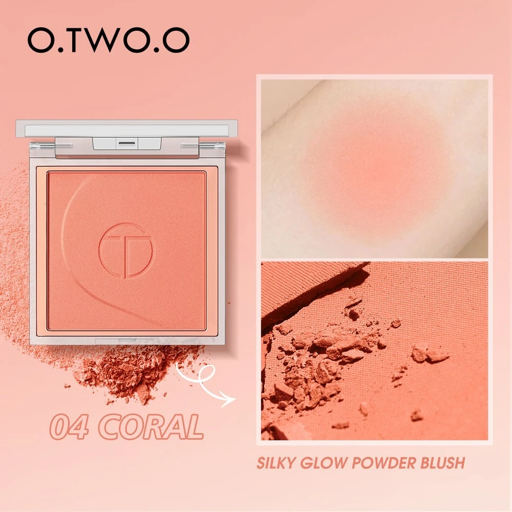 O.TWO.O正品单色腮红蜜桃橘柔雾哑光修容腮红提升气色胭脂腮红