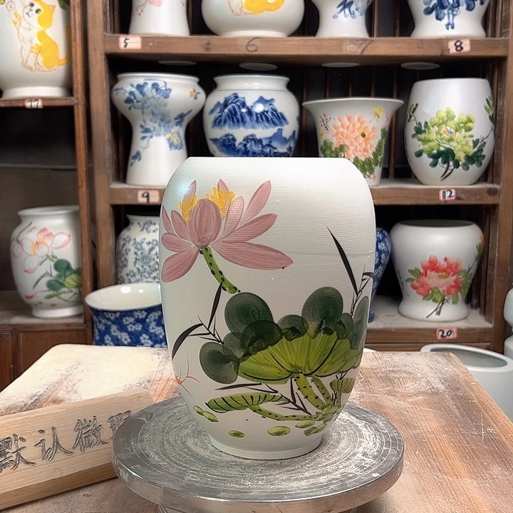 陶高22口12白荷花陶瓷陶瓷陶瓷陶瓷