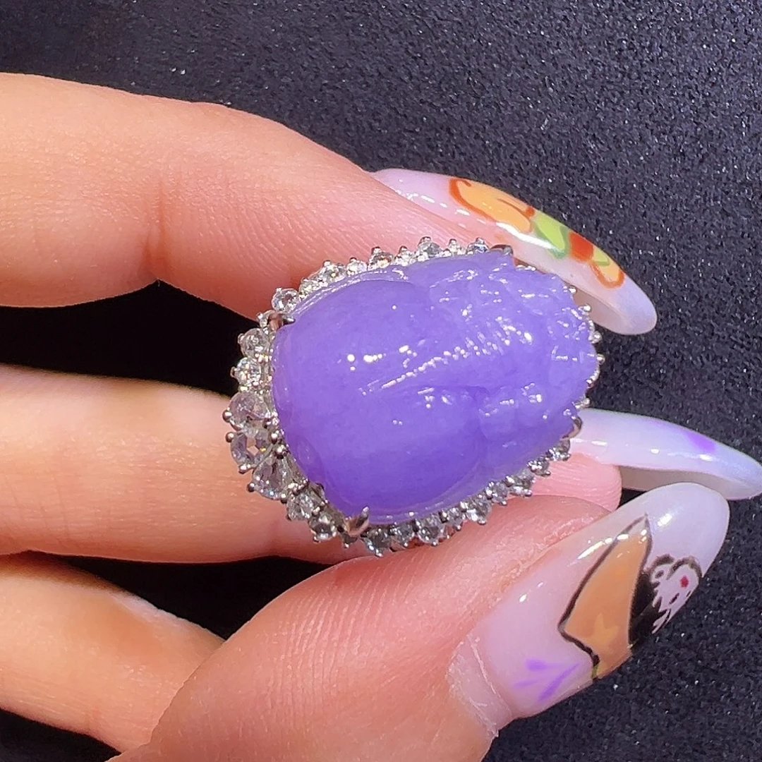 翡翠18K金镶嵌戒指貔貅两用款可当吊坠