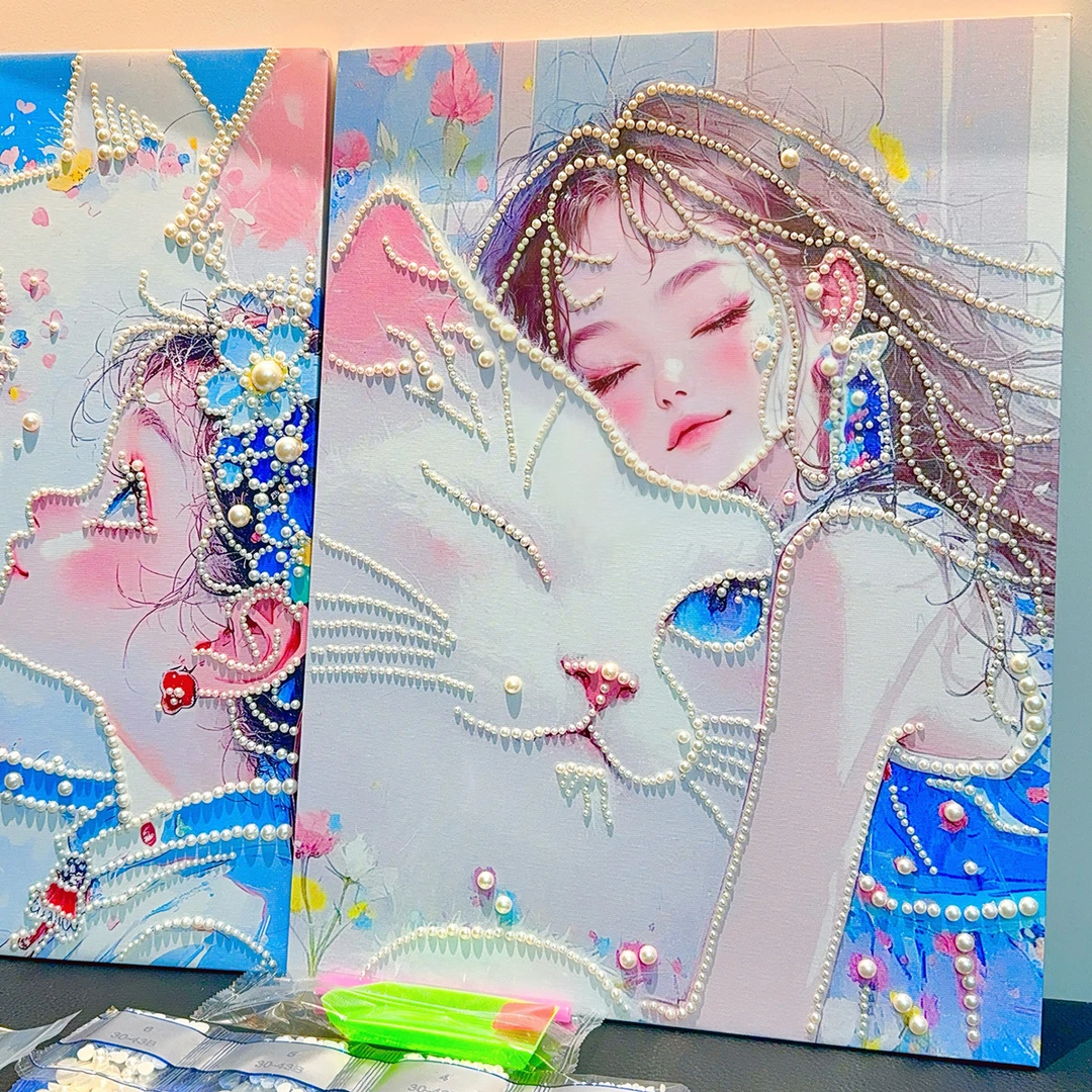 3040cm自粘款珍珠画diy益智珍珠材料包氛围感装饰画礼物