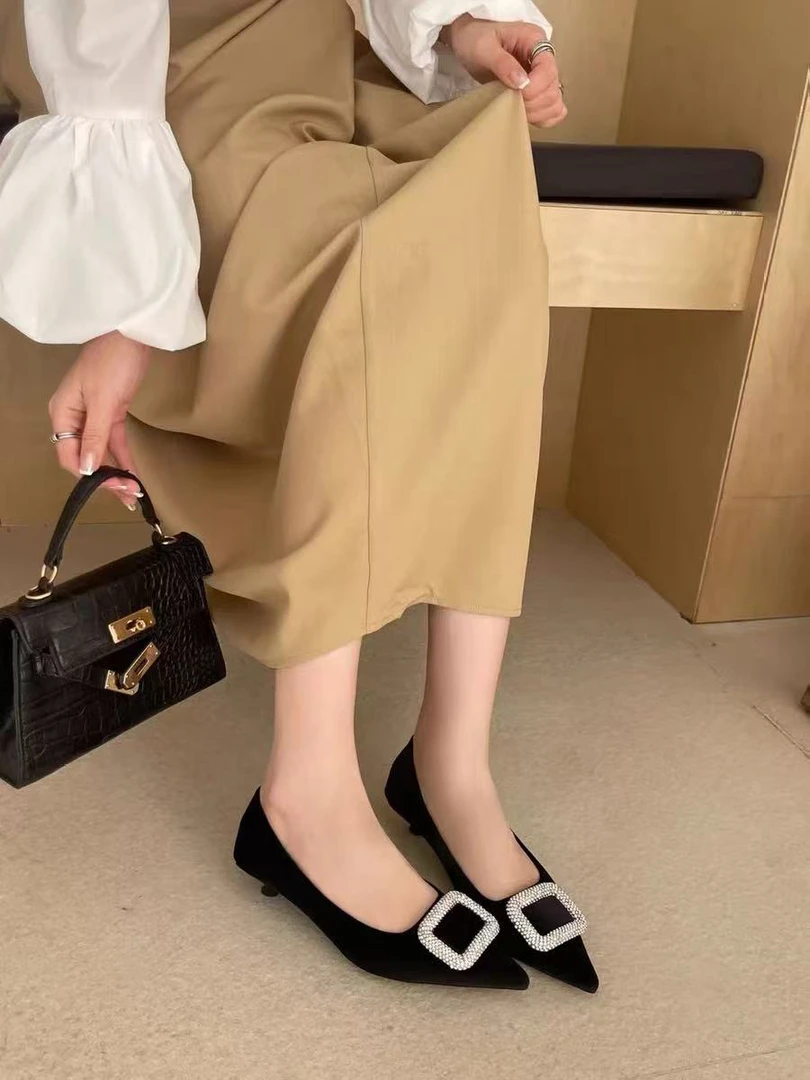 李园家2号店-6002-法式尖头气质钻钻高跟单鞋