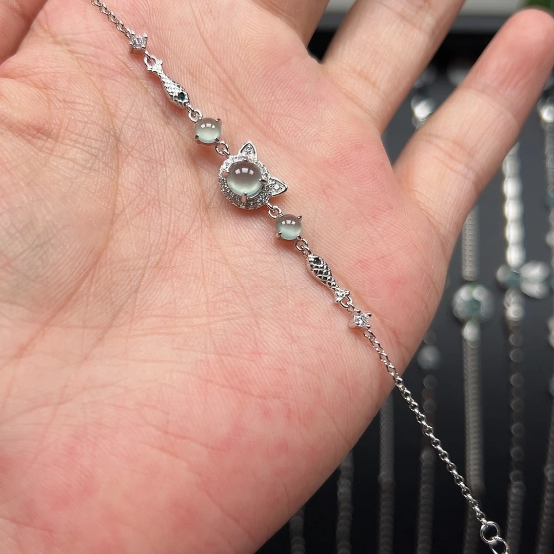 翡翠银S925镶嵌手链