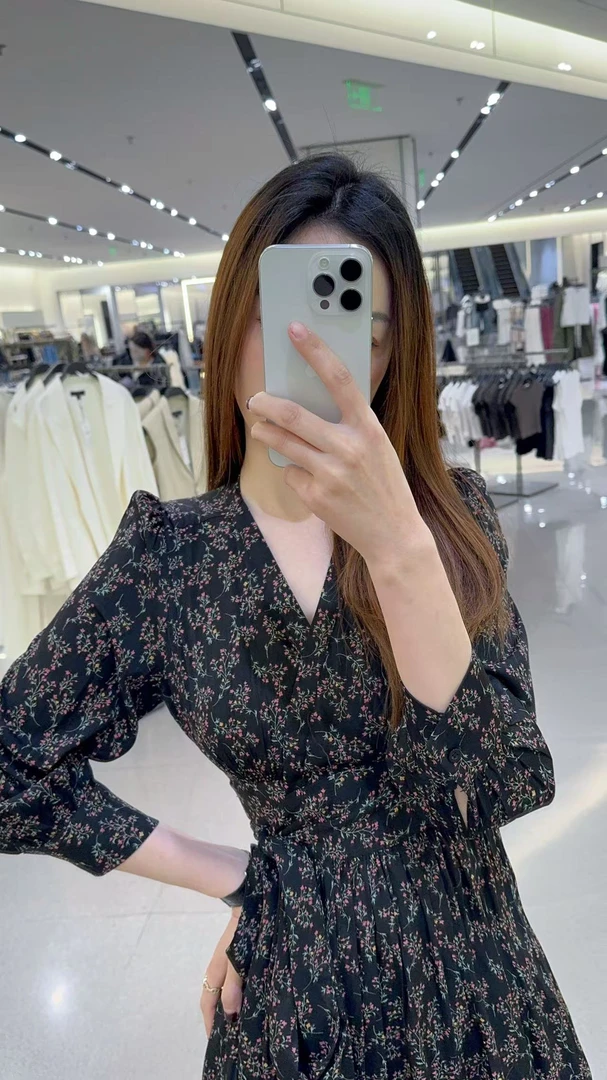 【DL高端定制】法式碎花高级感显瘦连衣裙w46