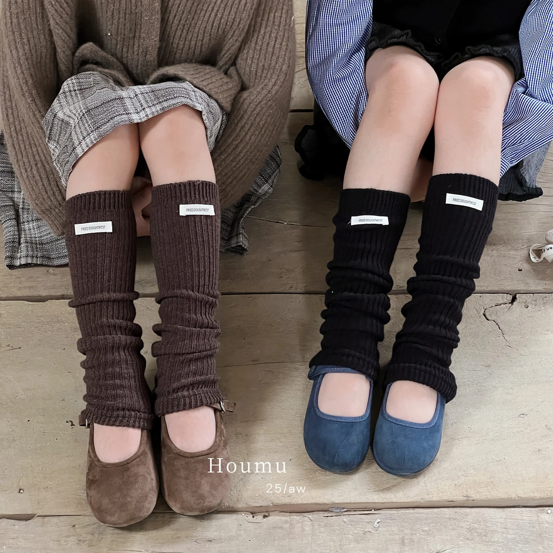 女童袜套春秋季儿童韩版布标堆堆小腿袜秋冬女孩宝宝针织长筒袜套