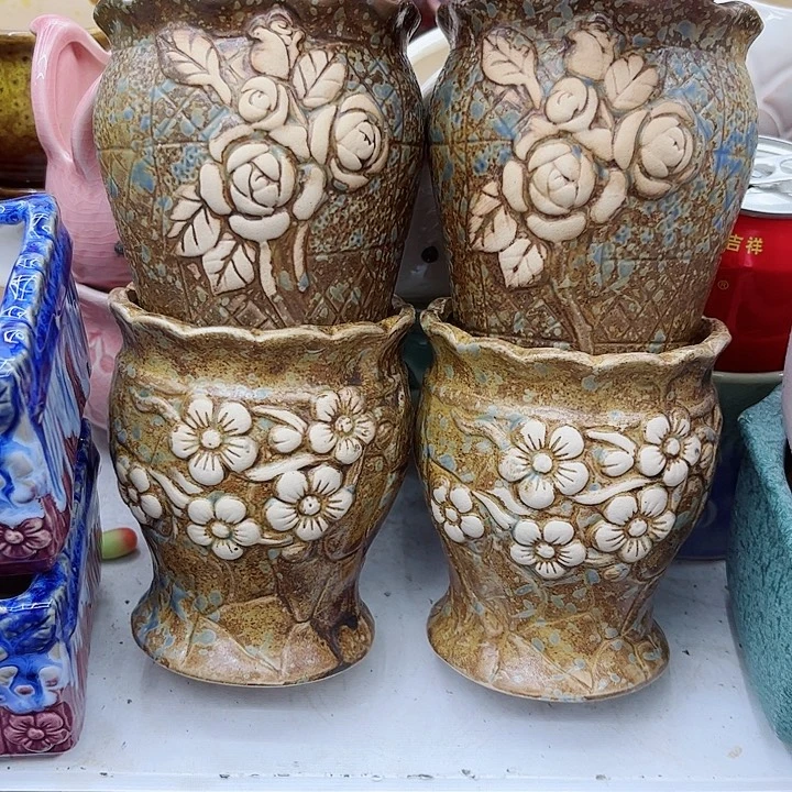 多肉绿植陶瓷花盆9.9包邮，有孔