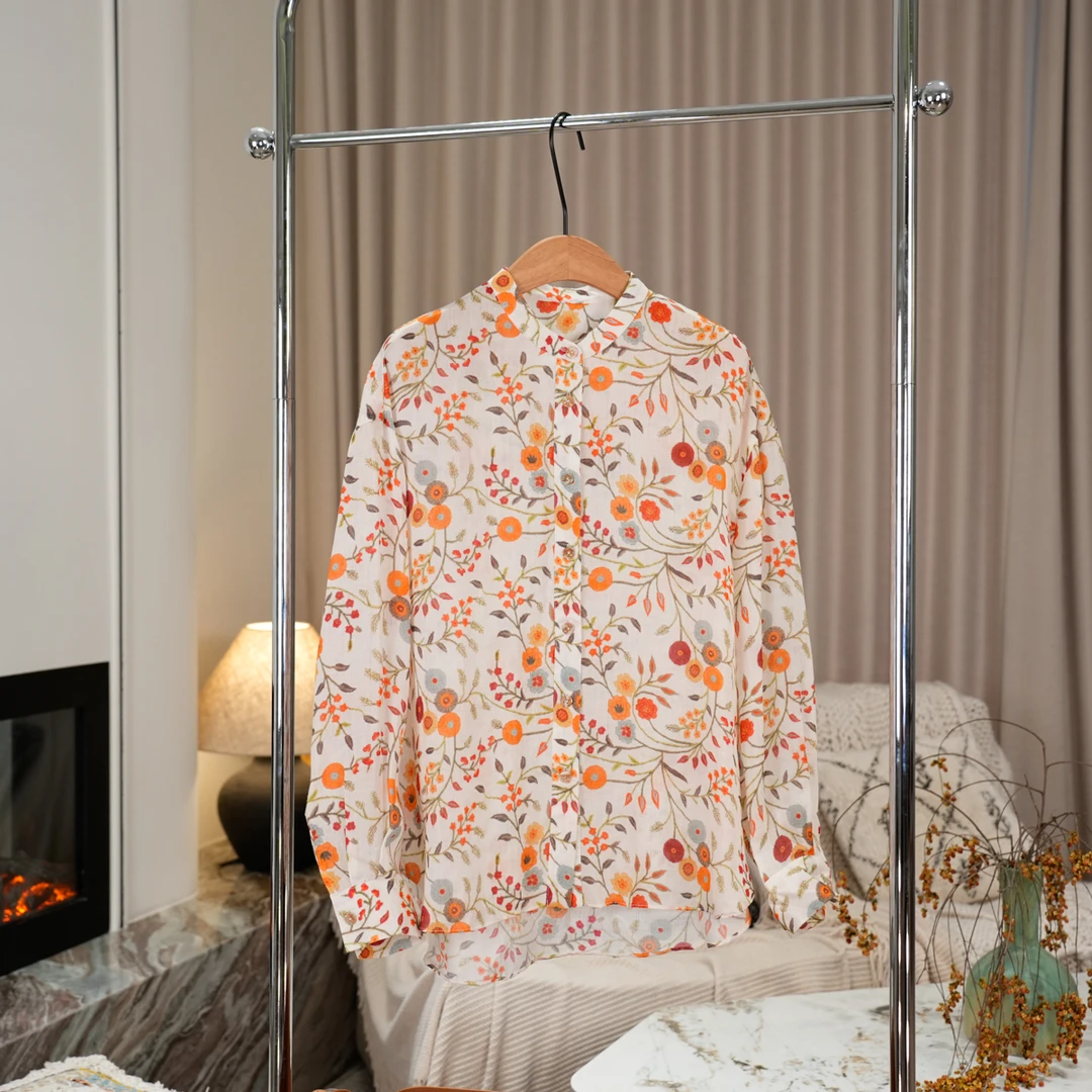 KOKO WANG春夏高定绝美小碎花时尚百搭衬衫上衣512445C24T25