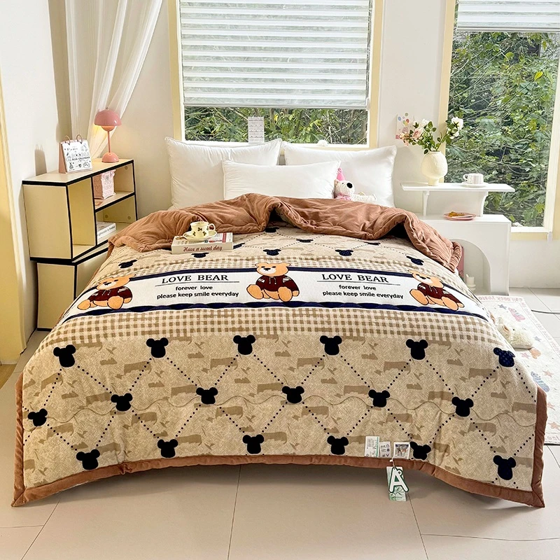 三十天免费试睡！春秋冬季保暖双面绒牛奶绒被子学生宿舍印花加绒