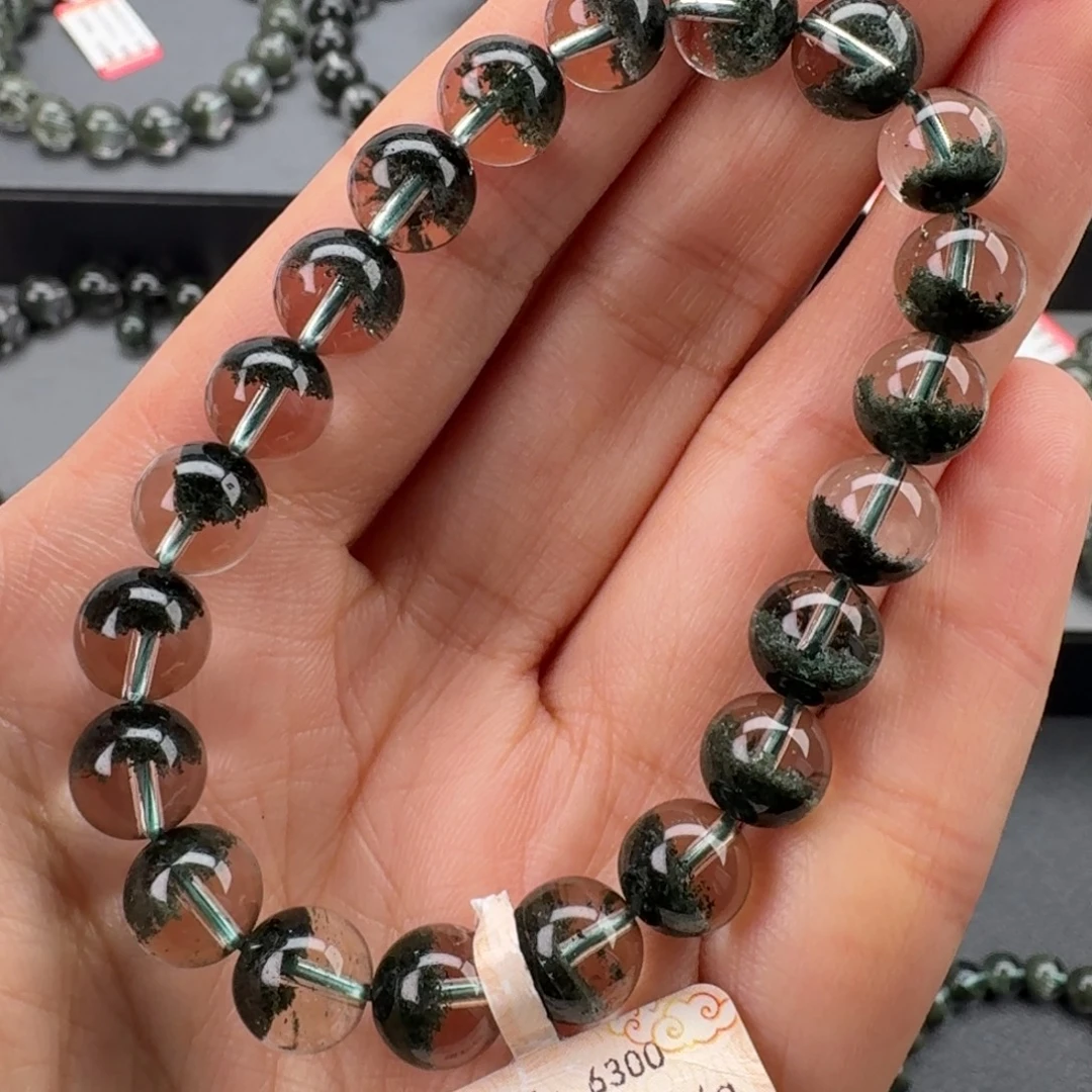 水晶手链未镶嵌天然绿幽灵聚宝盆毕业级