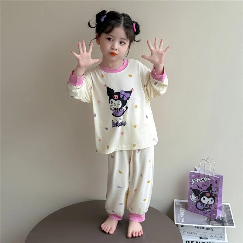 女童春秋家居服莫代尔宝宝儿童睡衣女孩夏季薄款卡通长袖空调套装