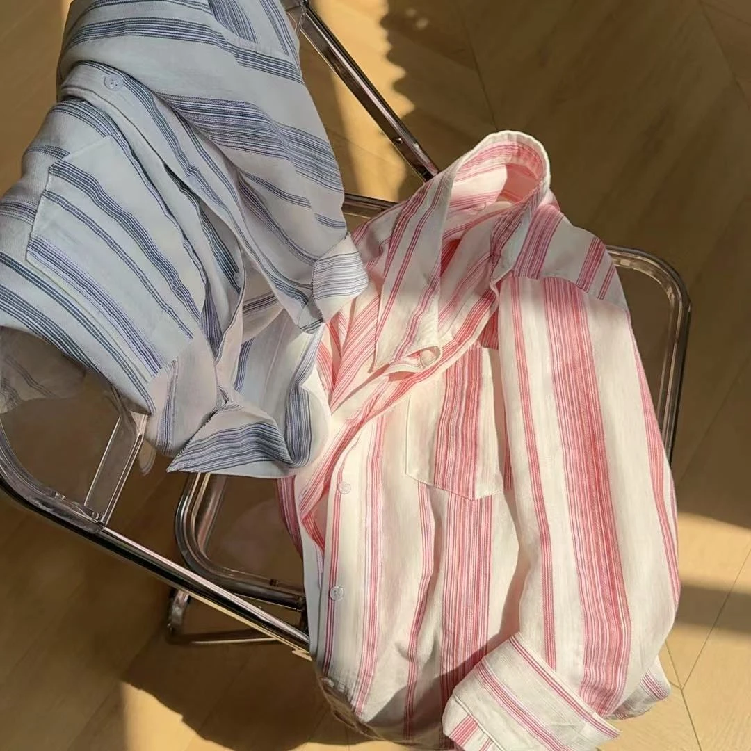 "夏日里的清凉感"  天丝+亚麻衬衫 高级感条纹衬衫 女款 25-136