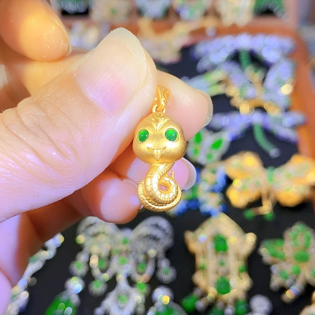 吊坠(不含链)银S925镶嵌翡翠