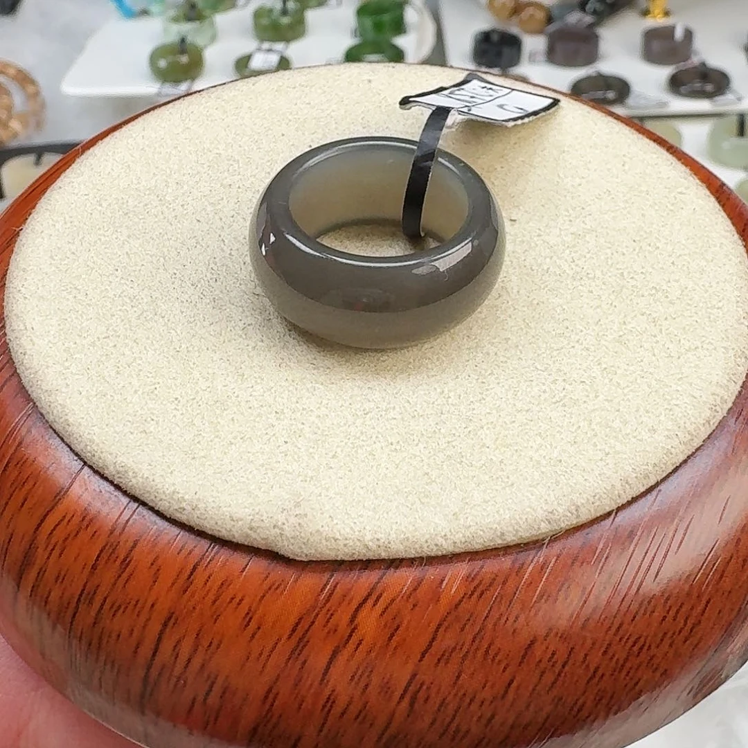 和田玉未镶嵌戒指X25灰紫轮胎直径16.2mm