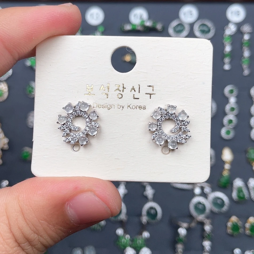 翡翠银S925镶嵌耳饰