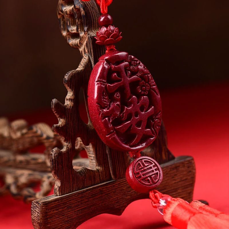 辰砂（处理）保真朱砂喜报平安汽车挂件紫金砂后视镜车保平安款男女