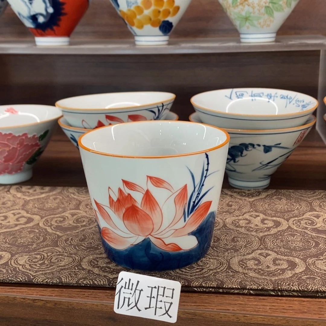 釉下彩老陶泥手工绘制
