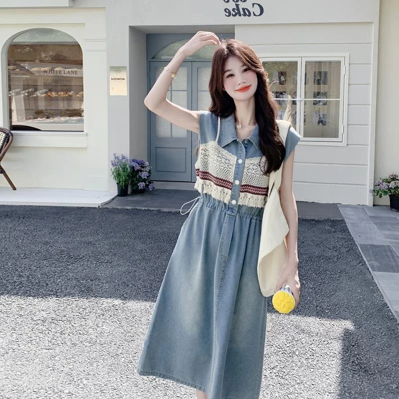 牛仔连衣裙女夏新款法式高级感显瘦气质裙子2025新款今年流行爆款