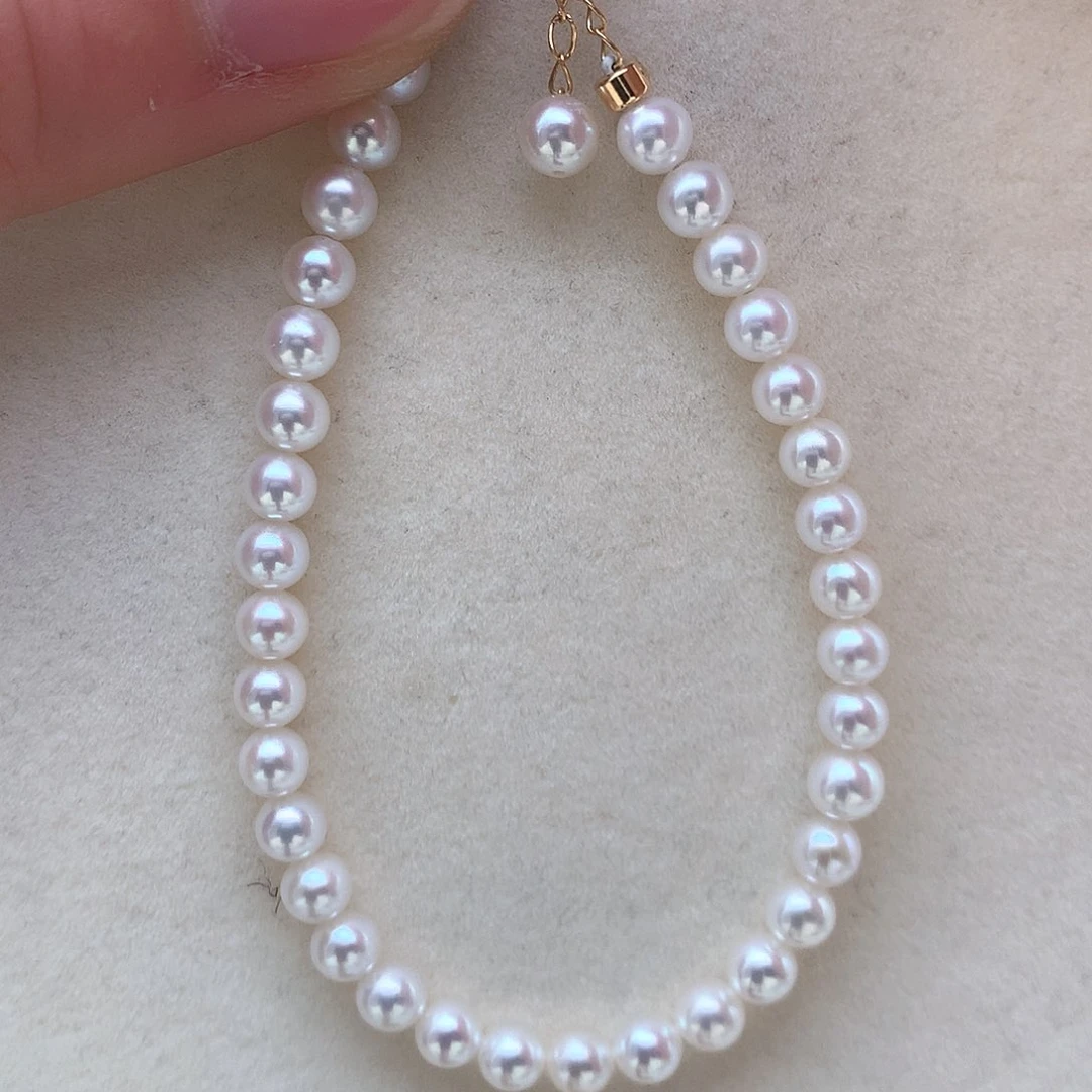 淡水珍珠4.5-5mm极光手链18K金镶嵌