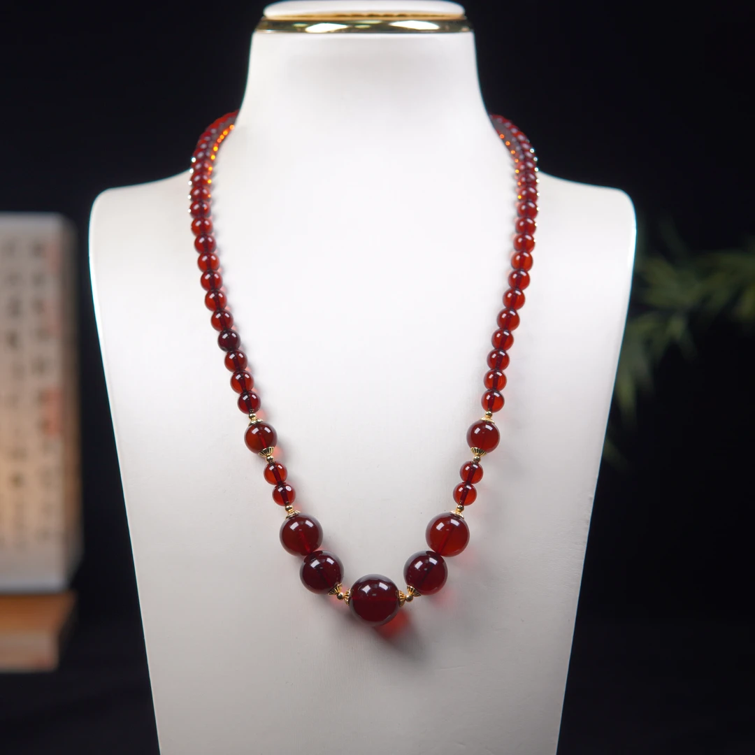 小东珠宝-缅甸血珀项链设计款女款素款百搭气质经典轻奢