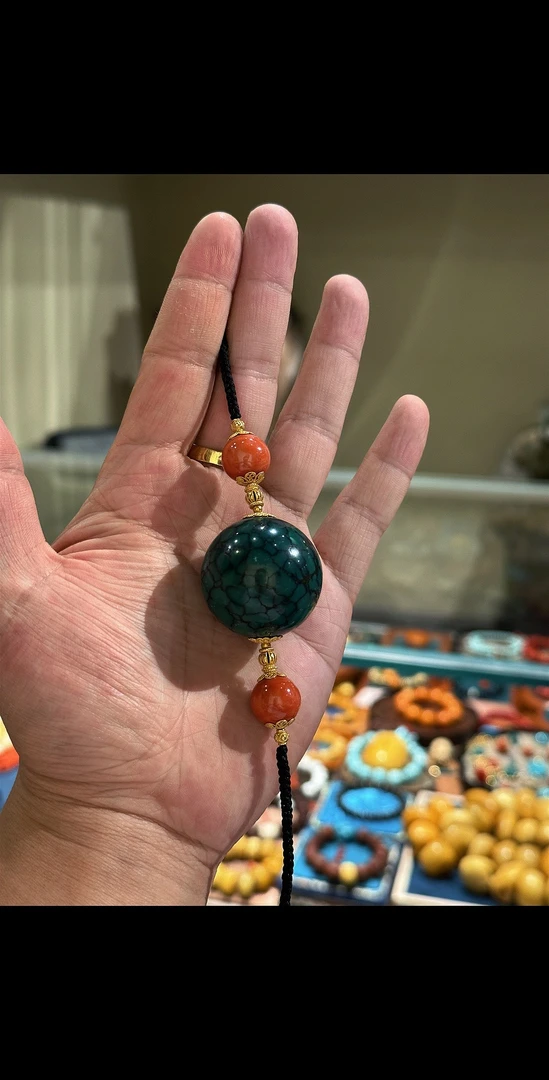 西藏小屋严选老绿松大圆珠