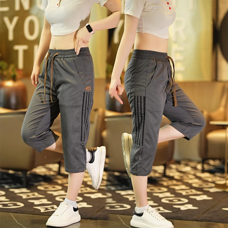 2025夏季男士直筒七分裤棉裤速干短裤透气潮牌格子时尚百搭休闲裤