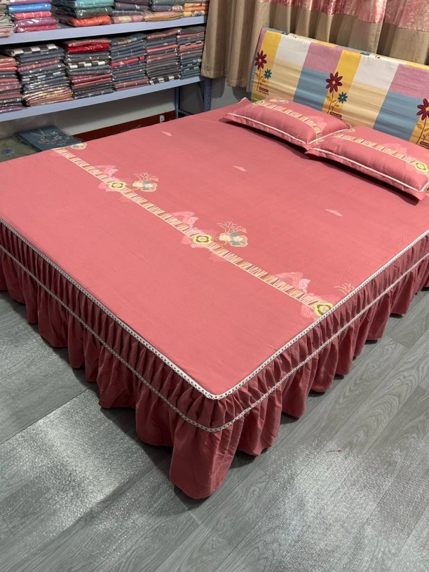 风景优等品80支以上植物花卉床罩防滑面料床罩高档床笠加厚斜纹