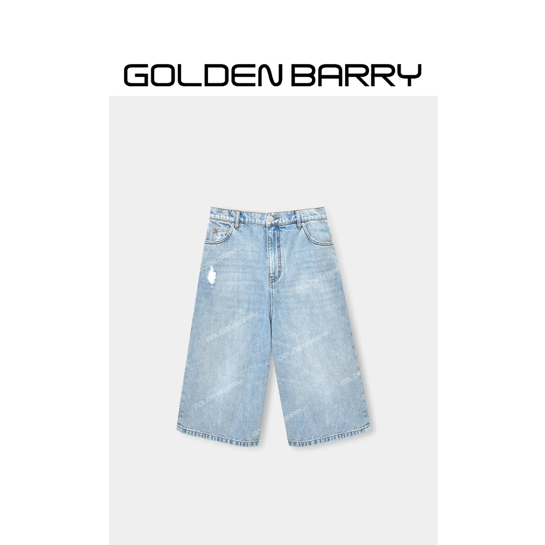 GOLDENBARRY|562051“夏日蓝调”浅色时尚牛仔七分裤